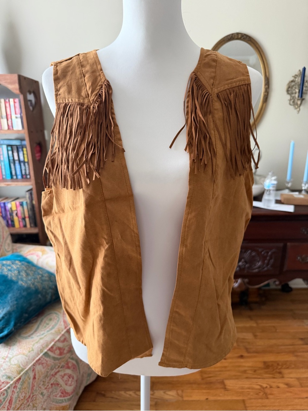 Spirit Suede-Look Vest in Warm Rust Brown